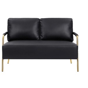 NicBex Upholstered Loveseat Sofa with Removable Back Cushion Modern Loveseat Couch with Metal Legs 2-seater Sofa Couch for Bedroom,Living Room,Black - 1 of 4
