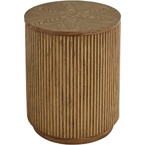 Studio 55D Perch Farmhouse Rustic Natural Oak Wood Round Accent Side End Table 17 3/4" Wide Brown Ridges Base for Living Room Home - 1 of 4