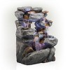 Alpine Corporation 54" Resin 5-Tier Rock Fountain with LED Lights Dark Brown - image 3 of 4