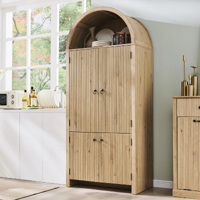 SinCiDo 71" High Modern Arched Kitchen Locker w/ Door Modern Locker w/ 3 Adjustable Shelves,6 Door Shelves, Kitchen,Bathroom Multi Purpose Cabinets