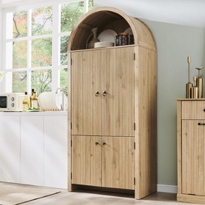 SinCiDo 71" High Modern Arched Kitchen Locker w/ Door Modern Locker w/ 3 Adjustable Shelves,6 Door Shelves, Kitchen,Bathroom Multi Purpose Cabinets - 1 of 4