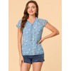 Allegra K Women's Summer Floral Chiffon Tie V Neck Ruffled Short Sleeve Shirt - 2 of 4