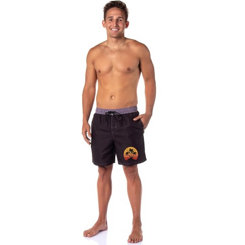 INTIMO Men's Swimming Trunks Pool Waterpark Board Shorts Mesh Netting Elastic Waistband (Small) Black