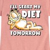 Girls' - Garfield - Start My Diet Tomorrow Fitted Short Sleeve Graphic T-Shirt - 2 of 4