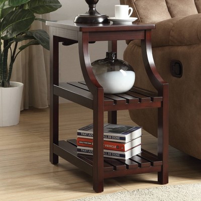 Wasaki 20" Wide Espresso 2-Shelf Wood Side Table with USB