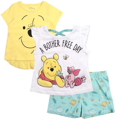 Disney Girl's 3-pack Winnie The Pooh Short Set With Tee, Tank Top And ...