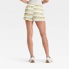 Women's Striped Mesh Graphic Shorts - Green - 2 of 4