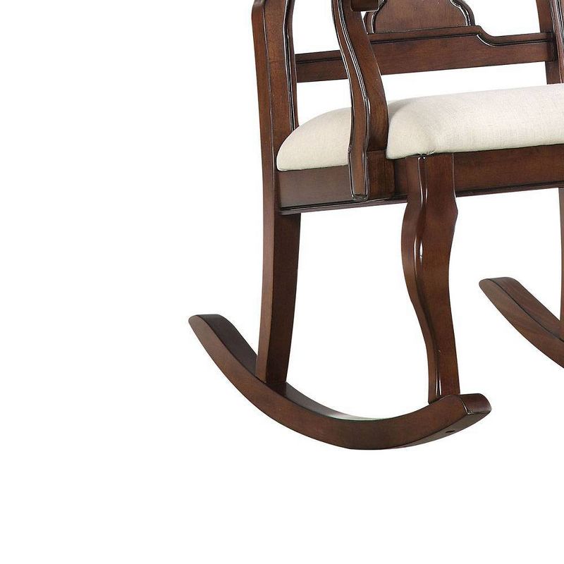 33&#34; Sheim Rocking Chair Beige Fabric/Cherry - Acme Furniture, 6 of 9