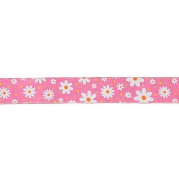 Northlight Pink and White Floral Spring Easter Wired Craft Ribbon 2.5" x 10 Yards