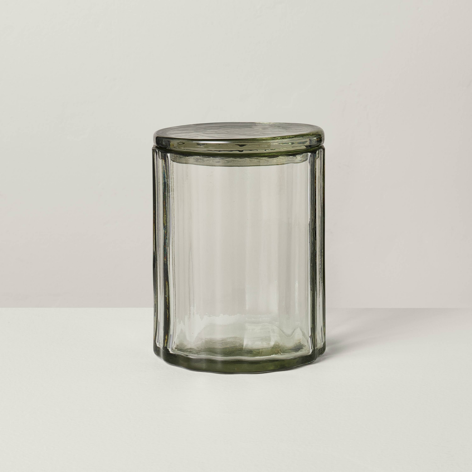 Large Fluted Glass Bathroom Canister