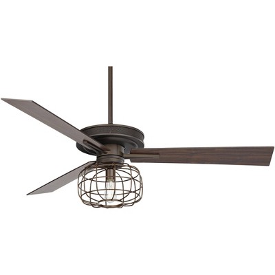 Casa Vieja 60" Taladega Bronze Ceiling Fan with LED Cage Light Kit