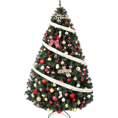 GAOMON Christmas Tree, Premium Unlit Hinged Design, Dense Realistic Holiday Decor​ w/Easy Assembly, Base