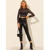 Allegra K Women's Semi-Sheer Party Heart Mesh Crop Top - 3 of 4