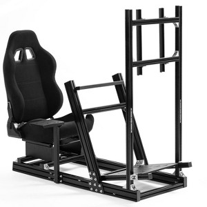 Dardoo Aluminum Sim Racing Cockpit with Monitor Stand & Black Seat,for Fanatec,Thrustmaster T818,Moza & Logitech. Not Include Wheel,Pedal,and monitors - 1 of 4