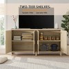 70" Rattan Sideboard Buffet Cabinet with 4 Doors, Adjustable Shelves & Solid Wood Legs, Storage Console for Dining Room, Kitchen, Living Room - 2 of 4