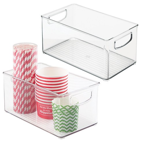 MDesign Plastic Kitchen Pantry Storage Organizer Container Bin - 2 Pack -  Clear