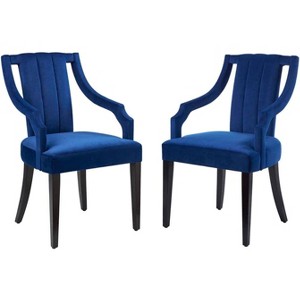 Modway Virtue Performance Velvet Dining Chairs in Navy (Set of 2) - 1 of 1