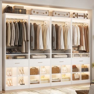 Besiost 25-In Closet Organizer with Wood Drawers and Cubbies, Freestanding Closet System with Hanging Rods - 1 of 4