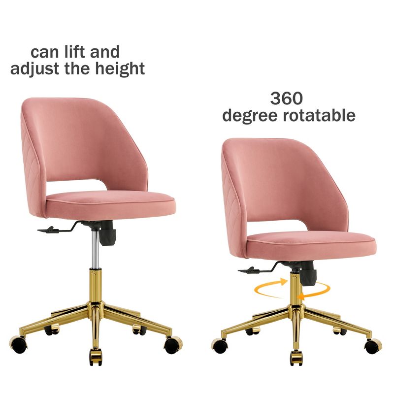 Modern Upholstered 360° Swivel Office Chair with Adjustable Height – ModernLuxe, 5 of 11