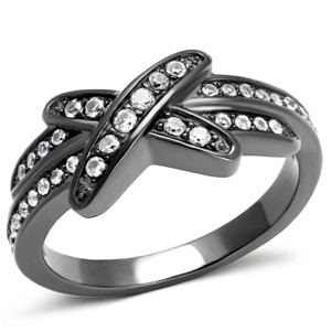 Slickblue Women's Ring, Light Black, Infinity Band with Clear CZ, Channel Set, IP Gun Finish, Stainless Steel,Sizes 5–10 - 1 of 4