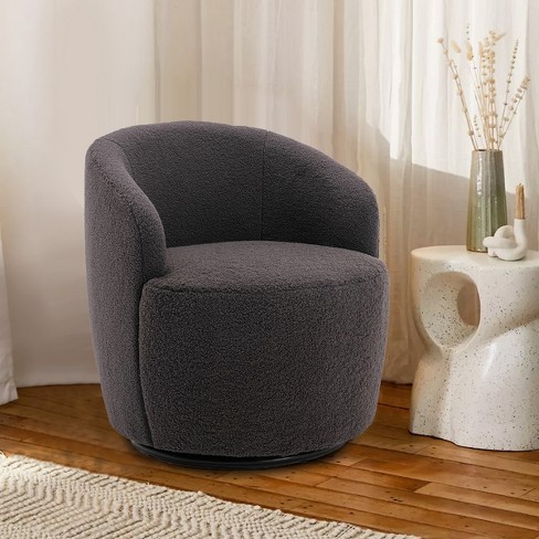 Swivel Barrel Boucle Chair, Comfy Accent Sofa Chair with A Small