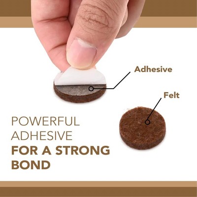 Brown 3/4" Round Felt Furniture Pads, 45 Pieces