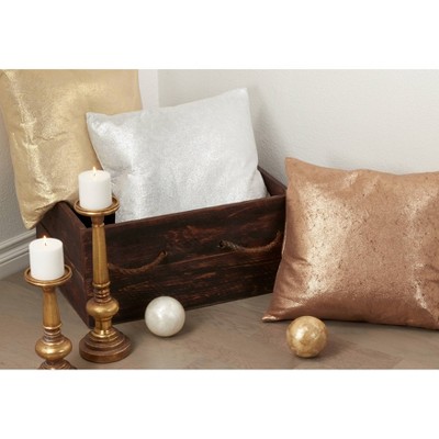 Gold Shimmering Metallic Square Throw Pillow, 20"