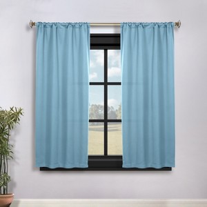 Classic Modern Solid Room Darkening Semi-Blackout Curtains, Rod Pocket, Set of 2 by Blue Nile Mills - 1 of 4