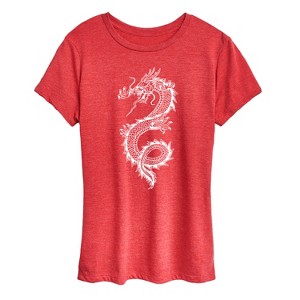 Women's - Instant Message - Chinese Dragon White Short Sleeve Graphic T-Shirt - 1 of 4