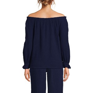 Lands' End Women's 3/4 Sleeve Gauze On or Off the Shoulder Blouse - 1 of 3