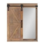 Decorative Wood Wall Storage Cabinet with Vanity Mirror and Sliding Barn Door Rustic Brown - Kate & Laurel All Things Decor