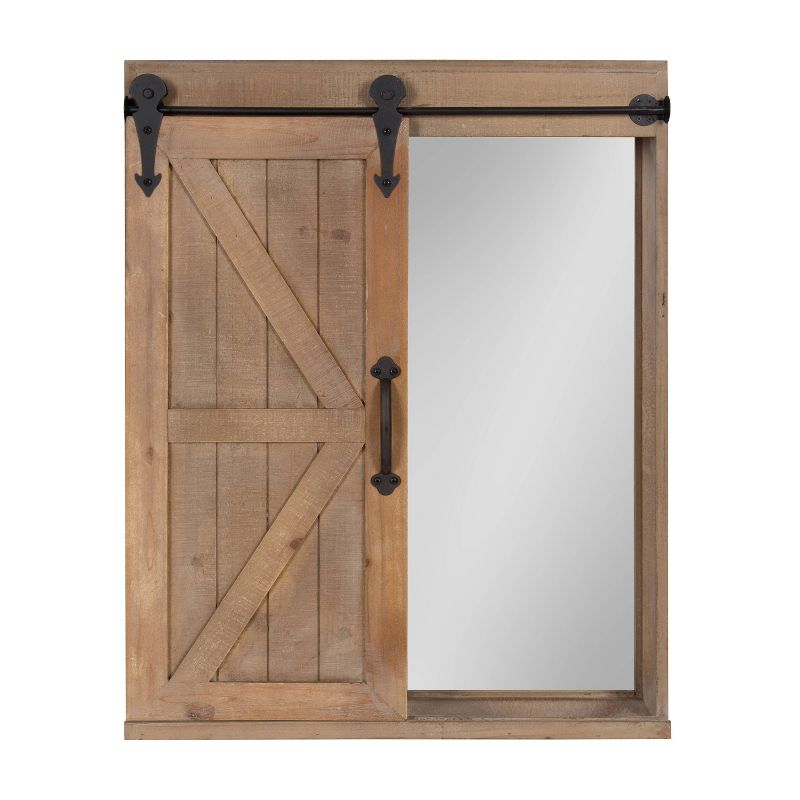 Decorative Wood Wall Storage Cabinet with Vanity Mirror and Sliding Barn Door Rustic Brown - Kate &#38; Laurel All Things Decor, 1 of 10