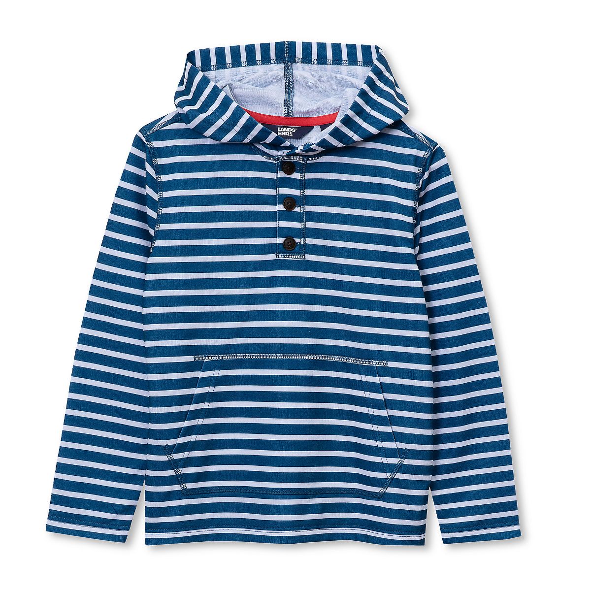 Lands' End Kids Henley Pullover Hoodie - thumbnail 4