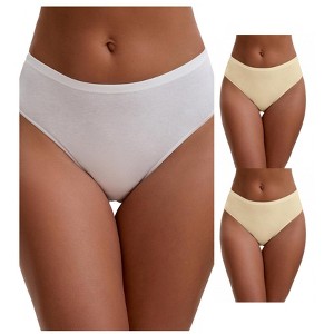 INSPIRE CHIC Women's Elastic Waistband Mid-Waisted Briefs Full Coverage Underwear 3 Packs - 1 of 4