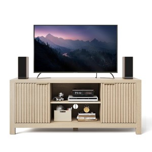 Fluted TV Stand for 65 Inch TV, Modern Entertainment Center TV Console with Open Shelves & 2 Storage Cabinets - 1 of 4