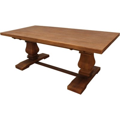 HomeRoots 81" Brown Solid Wood Trestle Base Dining Table