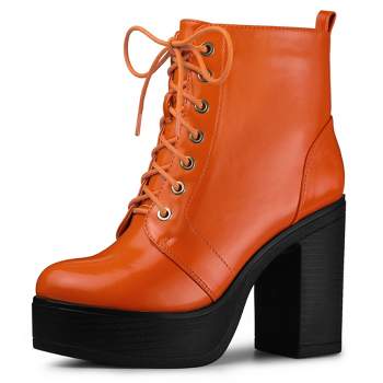 Perphy Women's Platform Lace Up Chunky Heel Western Combat Boots