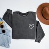 Simply Sage Market Women's  Garment Dyed Graphic Sweatshirt Embroidered Hand Drawn Heart LC - 3 of 4