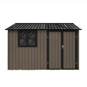 Metal Metal garden sheds outdoor storage sheds with window Brown - 1 of 4