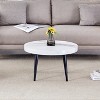 KTMBDW Round Coffee Table, Modern Coffee Table with Black Metal Leg and Annular Texture design, for Living Room, 23.6 Inches - 3 of 4