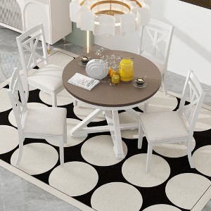Whisen 5-Piece Extendable Wood Dining Table Set with 4-Upholstered Chairs - 1 of 4
