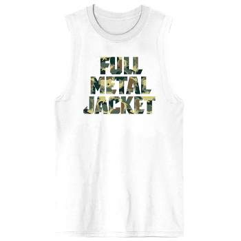 Full Metal Jacket Soldier Camo Logo Crew Neck Sleeveless White Men's Tank Top