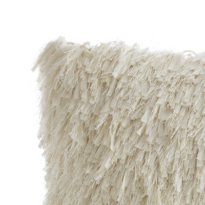 Whisper White Faux Fur Shag 18" Square Throw Pillow