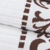 100% Cotton Medium Weight Floral Infinity Trim Bath Towel Set of 4 by Blue Nile Mills - 3 of 4
