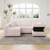Modular 4-Person U-Shaped Sofa with Ottoman and Pillow, Hydraulic Lift Design Sofa, Metal Frame Sofa with Polyester Cover-Coolbibila - 3 of 4