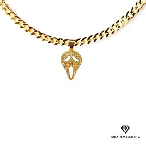 Aria jeweler Inc Chain with Gold Ghost Face Pendent - 1 of 4