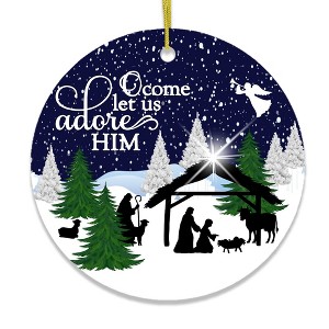 O Come Let us Adore Him Nativity Birth of Christ Christmas Ornament| OrnamentallyYou - 1 of 4