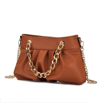 MKF Collection Marvila Minimalist Vegan Leather Chain Ruched Shoulder Bag by Mia K