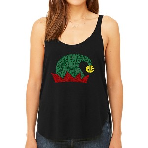 LA Pop Art Christmas Elf Hat - Women's Premium Word Art Flowy Tank Top - 1 of 4