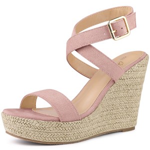 BLISSFUL STEP Women's Slingback Crisscross High Espadrille Wedge Heel Sandals - 1 of 3
